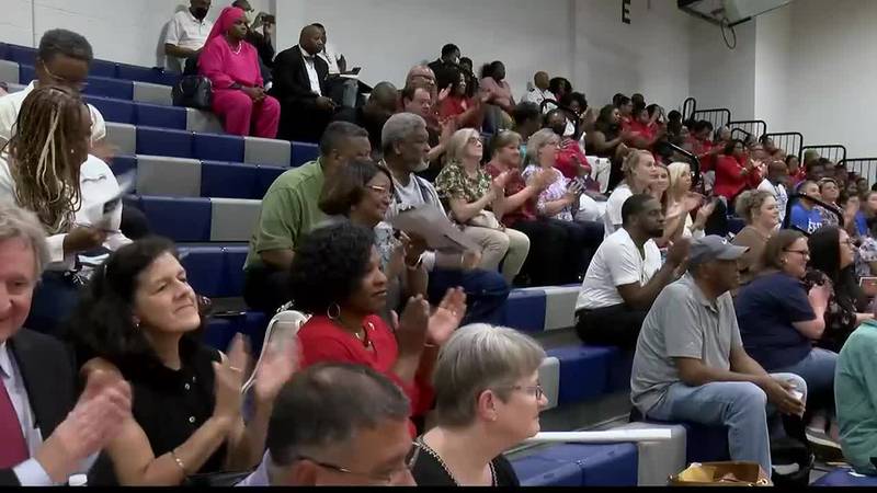 People filled the stands of the Huntington High gym for a political candidate forum on the...